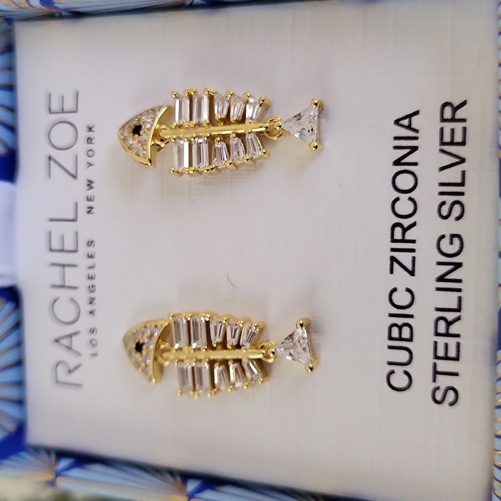 Rachel Zoe Fishbone Stud Earrings BNIB